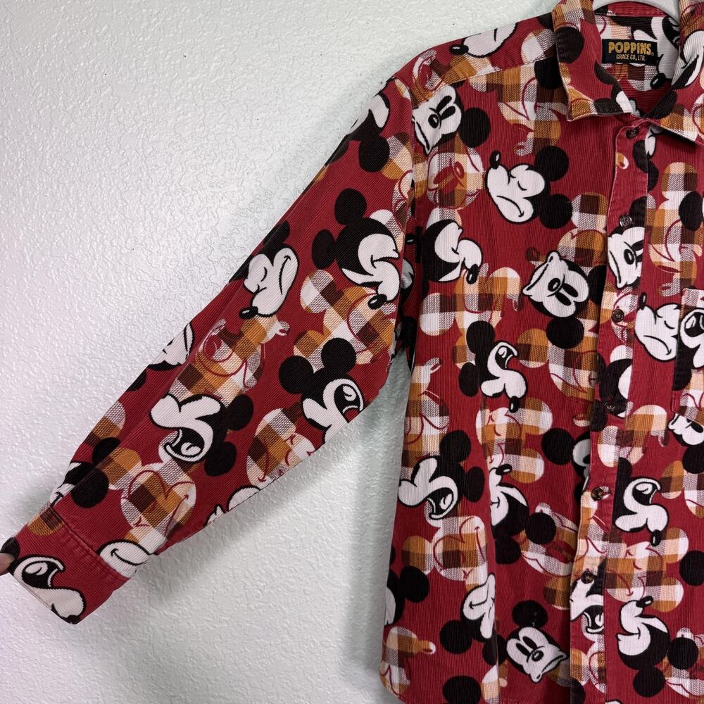 Vintage Mickey Mouse Shirt Womens Corduroy Button Up Top Disney Poppins Grace Co - Picture 8 of 12